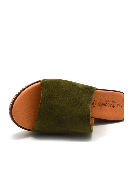 Women's Summer Platforms In Slipper Style Green