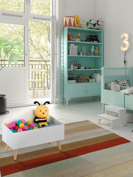 Relaxdays Cutie De Depozitare Pentru Copii Din Lemn Alb 45x60x30cm
