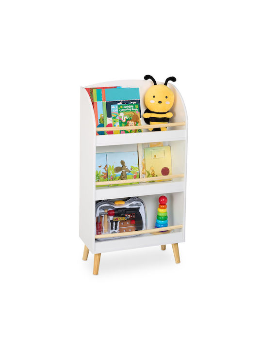 Bibliotecă de Pardoseală din Lemn Albă 50x24x95.5cm