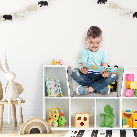 Bibliotecă de Pardoseală din Lemn Albă 103x30x63cm