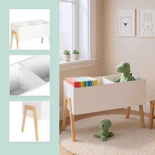 Relaxdays Wooden White Toy Organizer 45x60x30cm