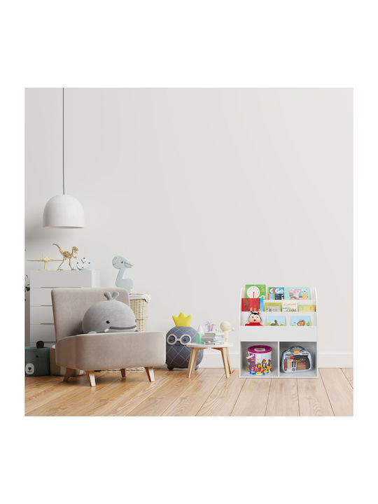 Bibliotecă de Pardoseală din Lemn Albă 72x33.5x78.5cm