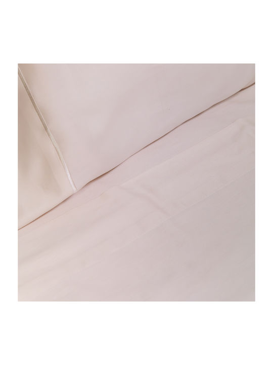 Naf Naf Unique Set Double Bed Sheets With Rubber Hugger 160x200+35cm Light Beige 4 Pieces