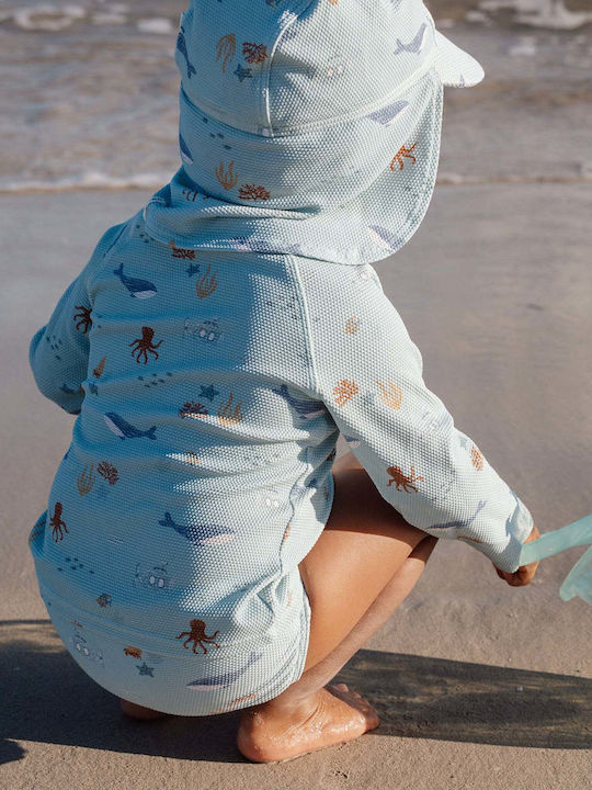 Little Dutch Kids Swimwear Rashguard With Long Sleeve Light Blue