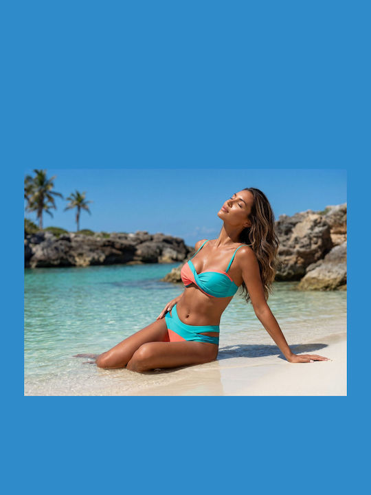 Top Bikini Cu Burete Turcoaz