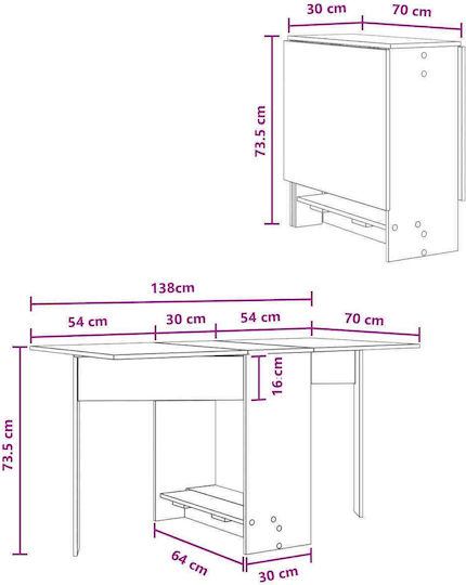 Dining Room Table Processed Wood 138x70x73.5cm