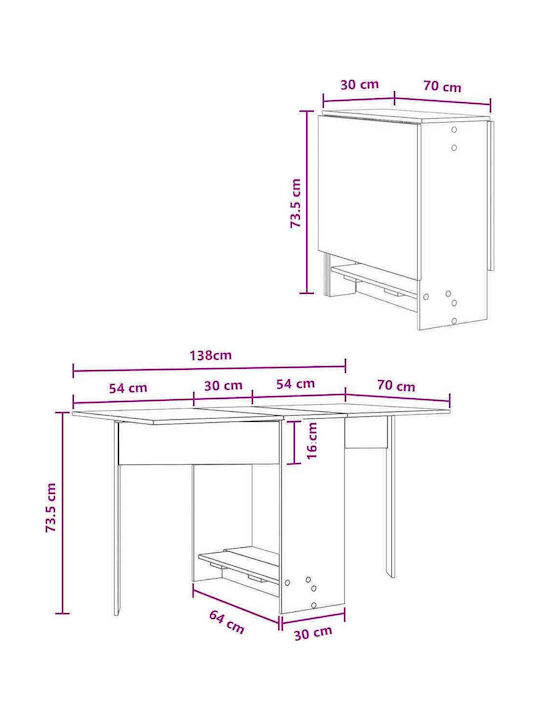 Masa De Dining Din Lemn Maro 138x70x73.5 cm
