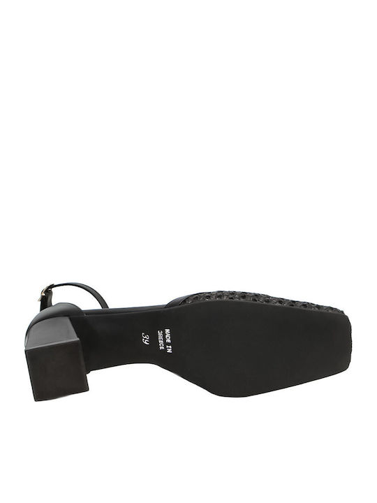 Leather Heels With Medium Black Heel