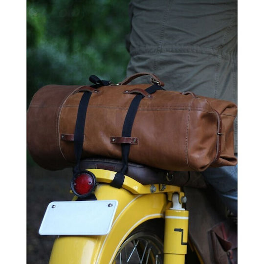 Leather Roll Bag Military Duffel Tan Trip Machine