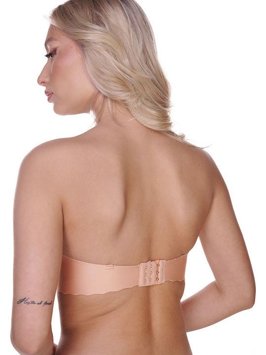 Beige Strapless Bra Push Up without Underwire