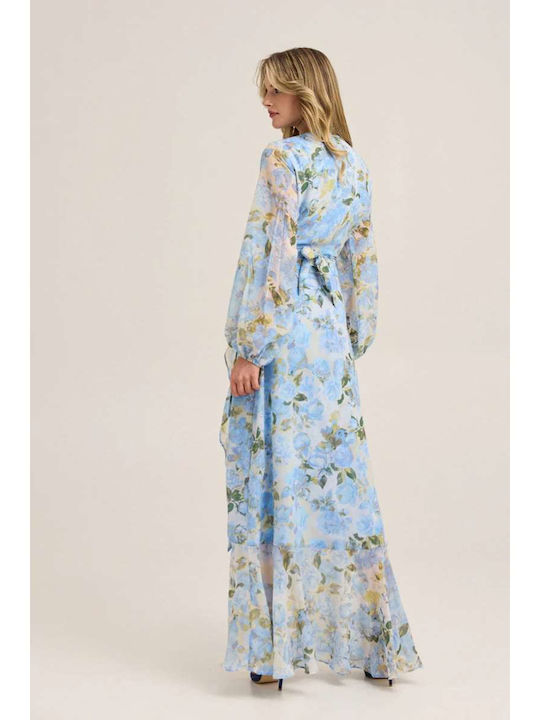 Maxi Skirt Floral Light Blue
