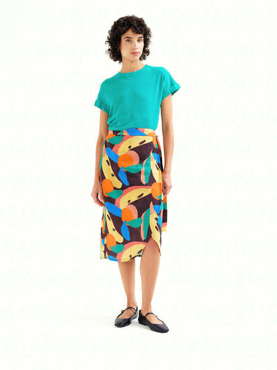High Waist Midi Envelope Skirt Multicolour