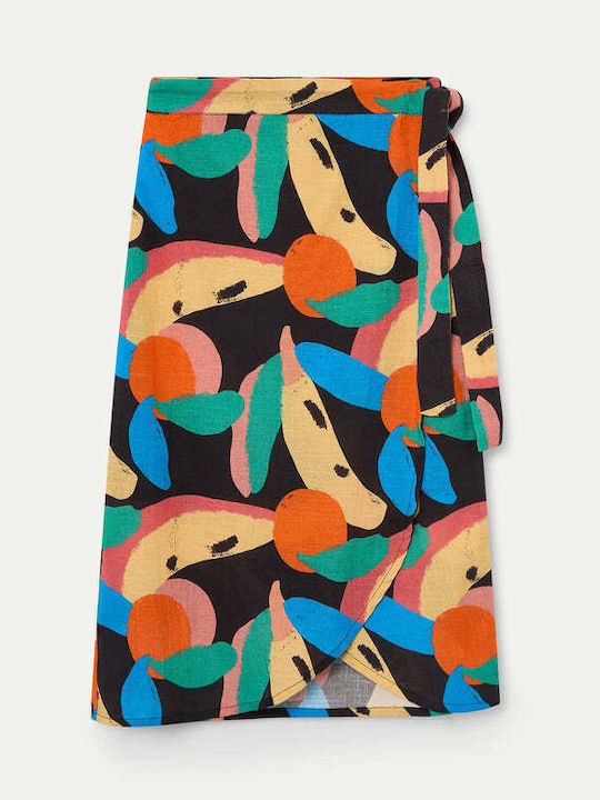 High Waist Midi Envelope Skirt Multicolour