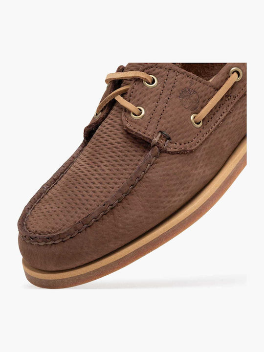 Leather Men's Boat Shoes in Brown Colour