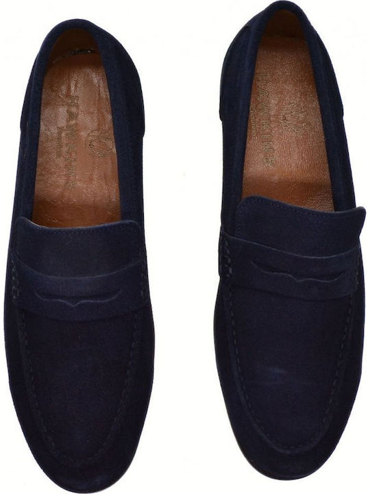 Suede Men's Loafers in Blue Colour