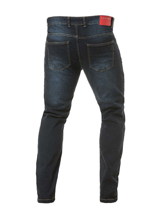 Men's Elastic Jeans Pants with Regular Straight Fit Blue