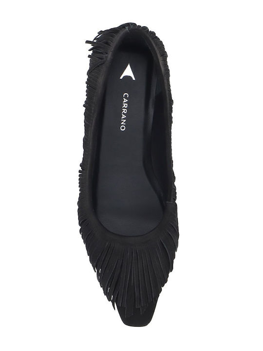 Suede Women's Ballerina Shoes in Black Colour