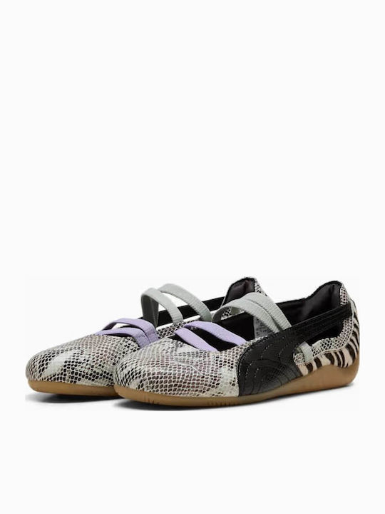 Speedcat Leather Women's Ballerina Shoes in Black Colour