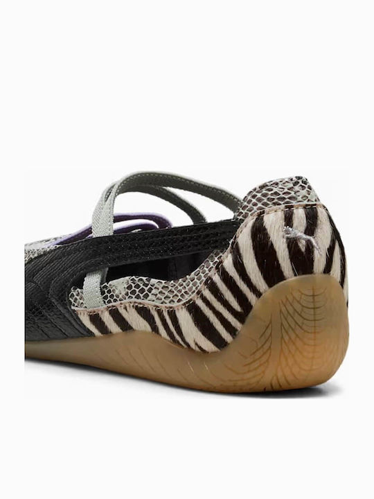 Speedcat Leather Women's Ballerina Shoes in Black Colour
