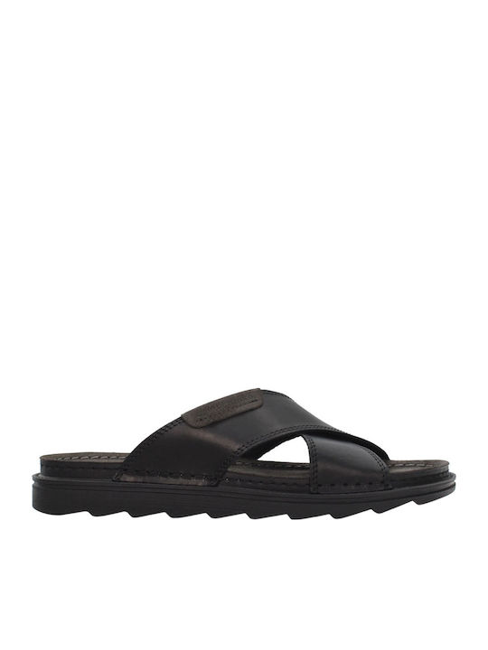 Leder Herrensandalen in Schwarz Farbe