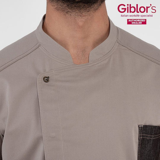 Giblor's Chef Coat 100% Cotton Beige with Short Sleeve