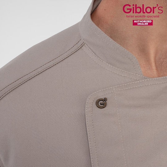 Giblor's Chef Coat 100% Cotton Beige with Short Sleeve