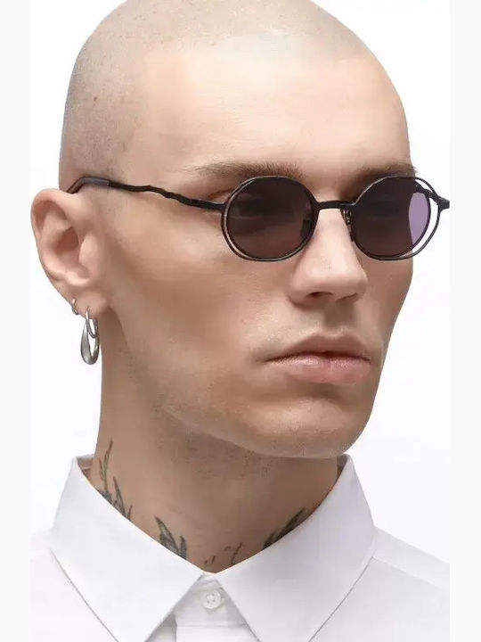 Kuboraum Maske Male Sunglasses With Black Metallic Frame And Black Lens