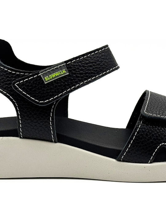 Sawi Willer Negro Δερμάτινα Γυναικεία Σανδάλια Flatforms Μαύρα