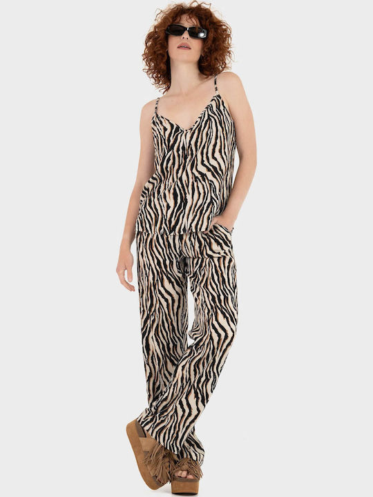 Easy Joy Damenbluse mit V-Ausschnitt Tierdruck Mehrfarbig