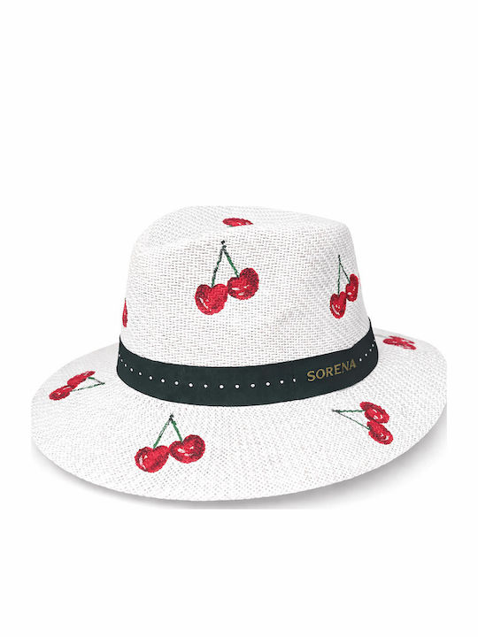Sorena Handmade Damenhüte Rattangeflecht Fedora Weiß