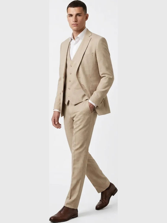 Men's Groom's Suit with Beige Vest