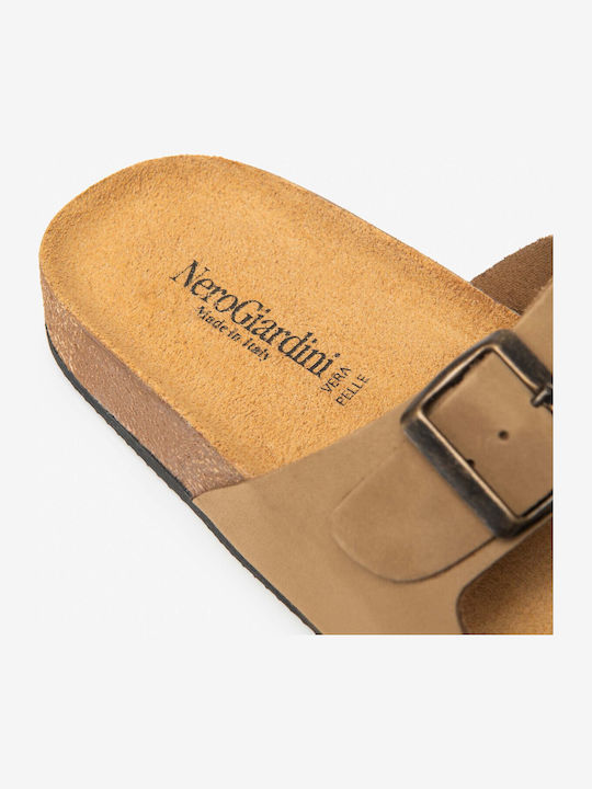 Leather Men's Sandals In Gray Color