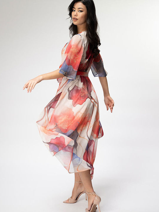 Mandy Rochie Midi De Seară Drapată Wrap-Around Roșie