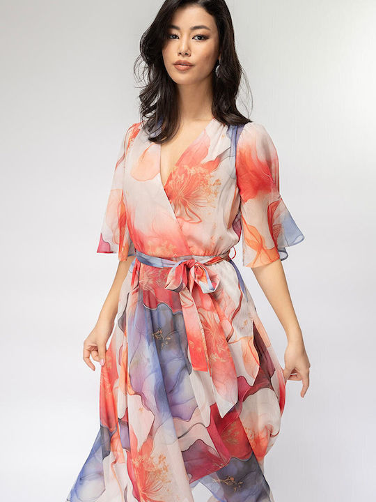 Mandy Rochie Midi De Seară Drapată Wrap-Around Roșie