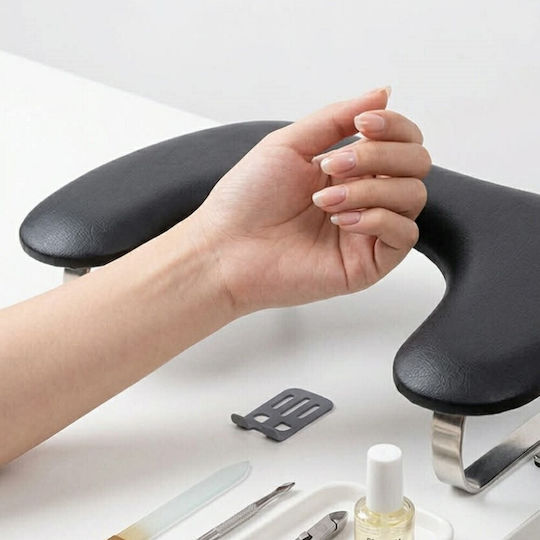 U Shape Manicure Support Cushion Metal Support Base & Mobile Stand Black