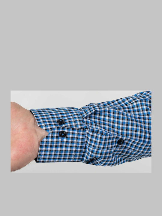 Long Sleeve Shirt Regular Fit Checked Blue