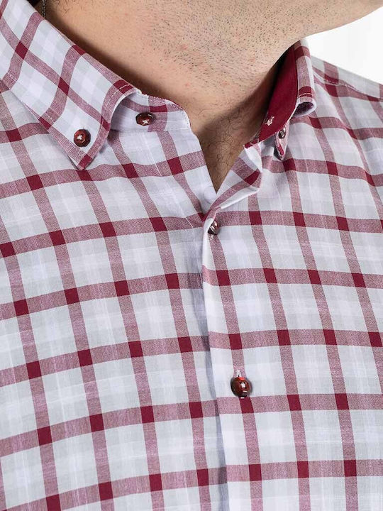 Long Sleeve Shirt Regular Fit Checked Burgundy