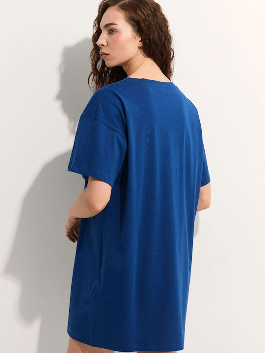 Summer Mini T-Shirt Dress Ink Blue