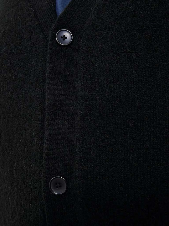 Men's Knitted Cardigan with Buttons Black