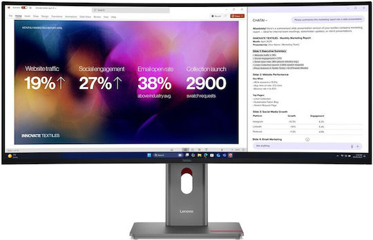 Lenovo ThinkVision P40WD-40 Monitor Ultrawide IPS HDR Curbat 39.7" 5120x2160 cu Timp de Răspuns 4ms GTG
