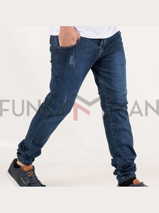 Ανδρικό Παντελόνι Τζιν Ελαστικό με Skinny Εφαρμογή Μπλε