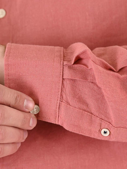 Long Sleeve Linen Shirt Dusty Coral