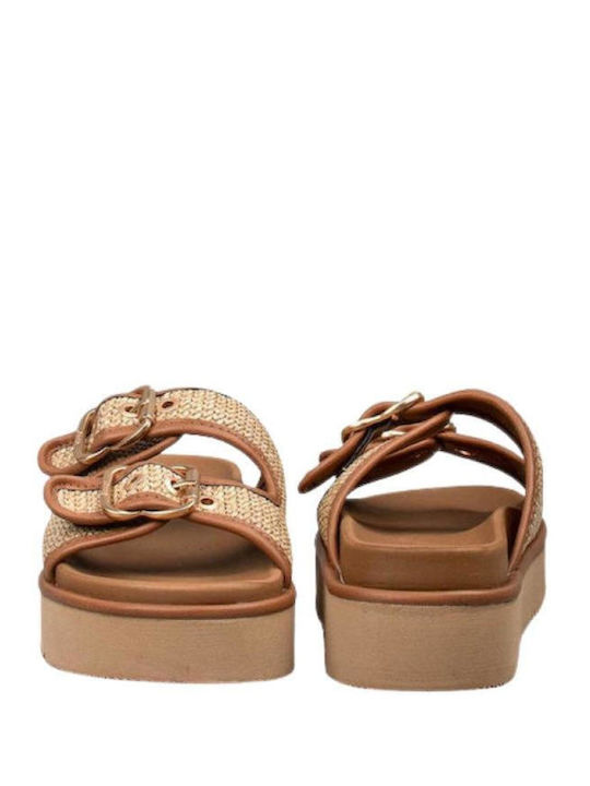 Дамски Сандали Flatforms Тютюнев