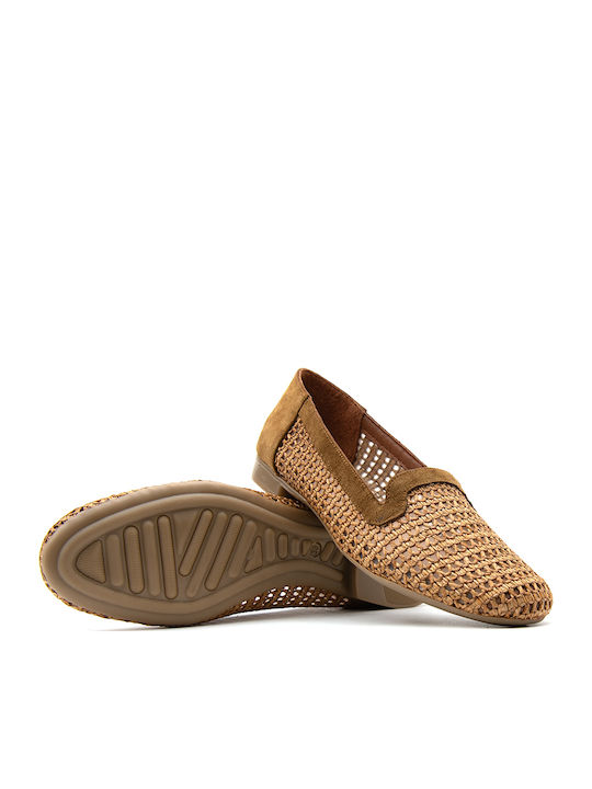 Leather Women's Moccasins in Tabac Brown Colour