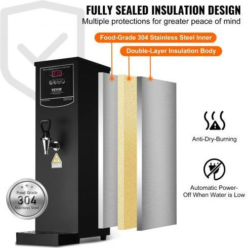 Vevor Professioneller Buffet Wasserkocher mit Gewicht 50lt 1.5kW