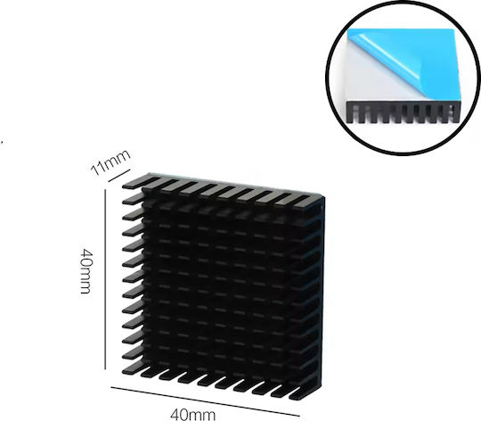 Ψύκτρα Αλουμινίου Αυτοκόλλητο 40x40x11mm Nema 17 Stepper Motor 3d Printer Cnc X20074