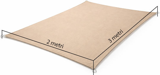 Bakaji Ορθογώνιο Δίχτυ / Πανί Σκίασης Εκρού 2x3m 150gr/m²