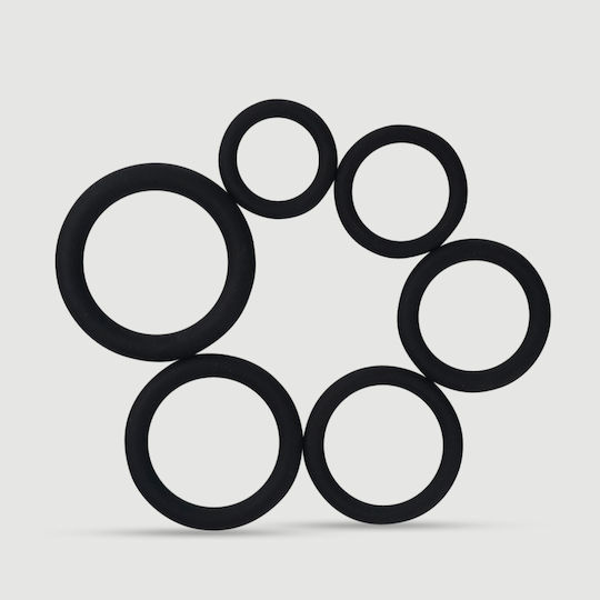Male Collection Silicone Flexible Round Cock Ring Set Black