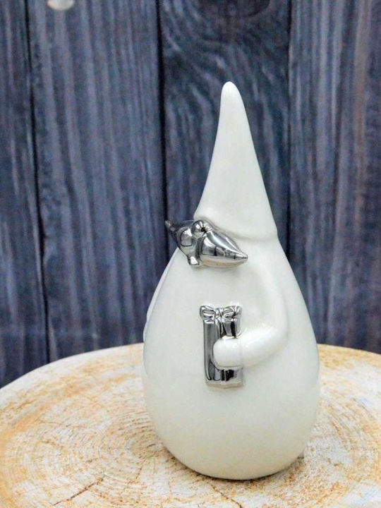 Decorative White Ceramic Christmas Santa 16x8x6cm