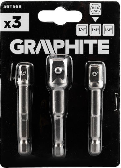 Graphite Ключове С Гнездо 1/2", 1/4", 3/8", HEX Комплект 3 Броя